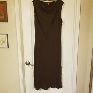 Brown Karari Citron silk midi dress 2x 3x